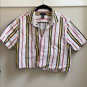 White Shirt with Stripes - Men's Large